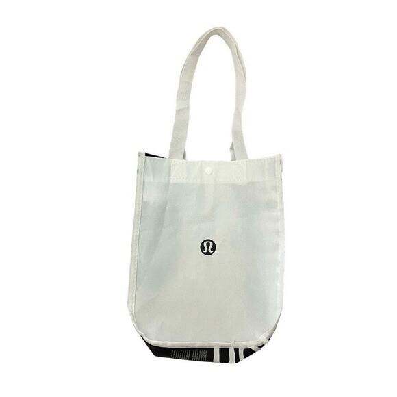 Lululemon White Black Small Reusable Tote Bag - Picture 1 of 4